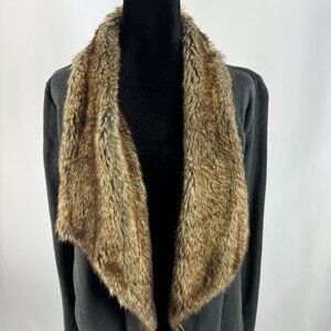 Hollister Faux Fur Draped Open Front Cardigan M